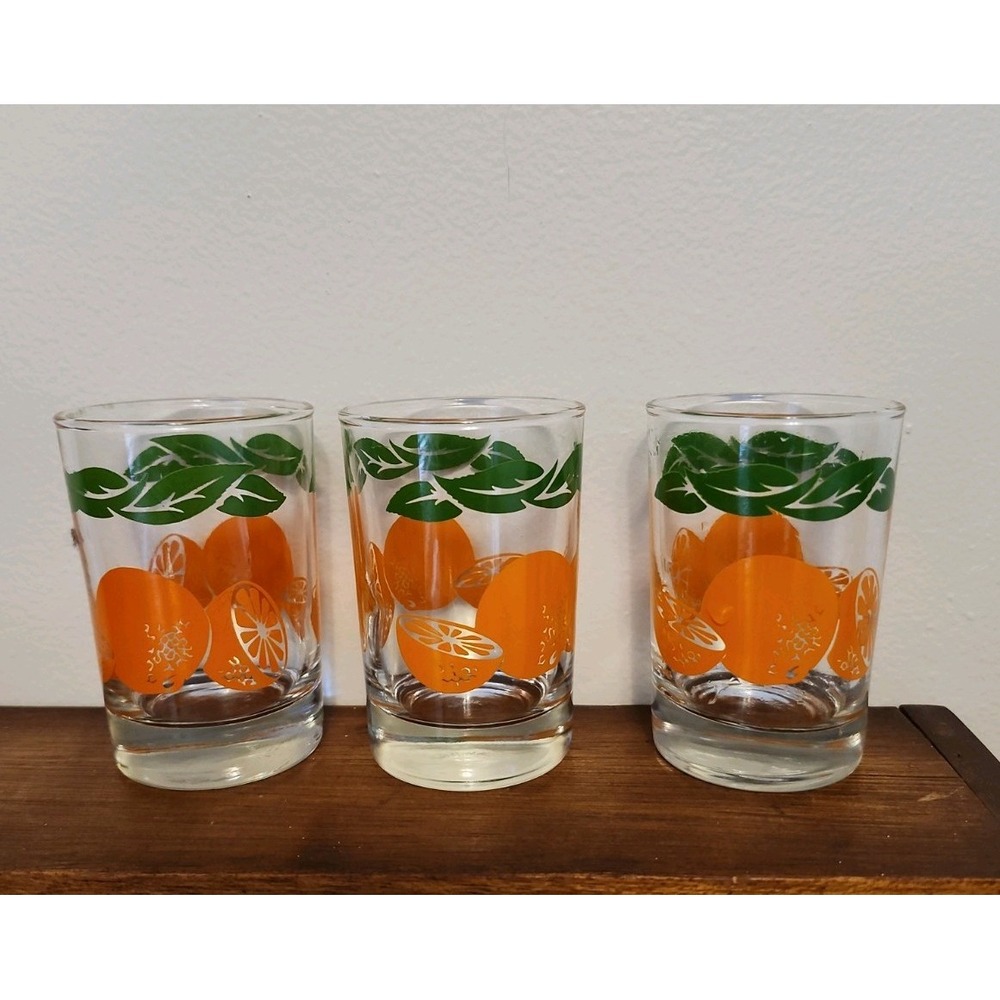 Set of  3 Vintage Anchor Hocking 6oz Juice Glasses. 1987